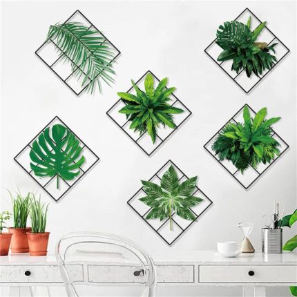 3D Green Plantes Wall Sticker 3D Natural Wind Green Plantes Wall Sticker 6pcs