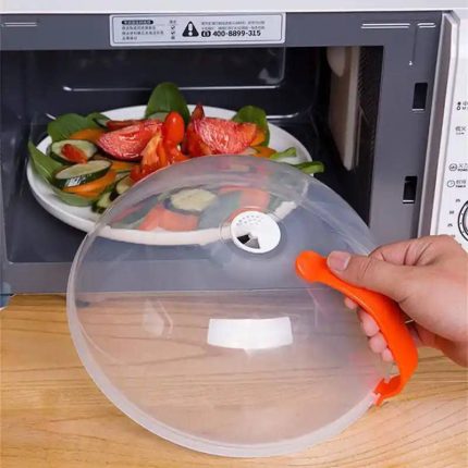 Professional Microwave Food Cover Microwave Oven Pan Lid Plate Stove Cover Bakeware Lid Transparent Anti-Splash With Handle