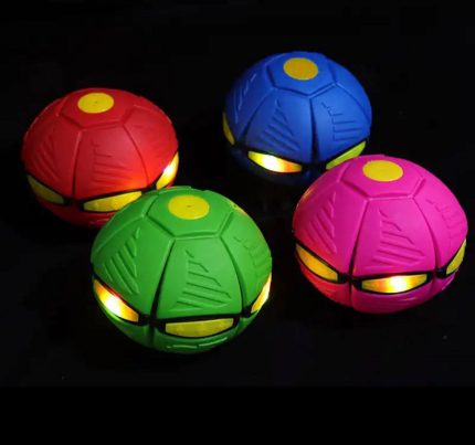 New Flying UFO Flat Throw Disc Ball With LED Light Toy Flying Saucer Ball Deformation Foot Ball Children's Outdoor Sports Toy